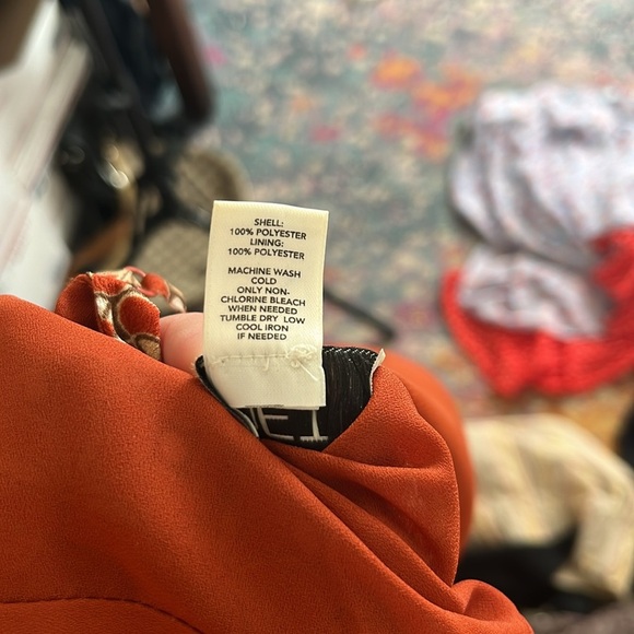 Ann Taylor Loft Sleeveless Sweetheart Neckline Patterned Orange Dress Size 12P - Picture 5 of 5